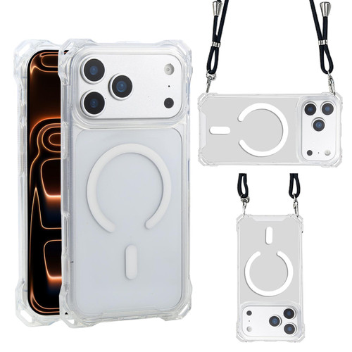 iPhone 17 Pro XDcase Four-Corner Hole Shockproof Magnetic Phone Case, Lanyard Not Included - Transparent