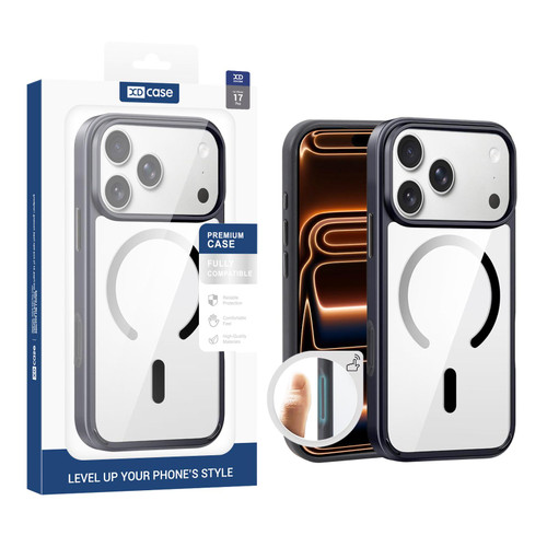 iPhone 17 Pro XDcase JINDUN Clear Cover Independent Metal Button Magnetic Phone Case - Black