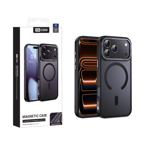 iPhone 17 Pro XDcase Metal Lens Frame Skin Feel Magnetic Phone Case - Black