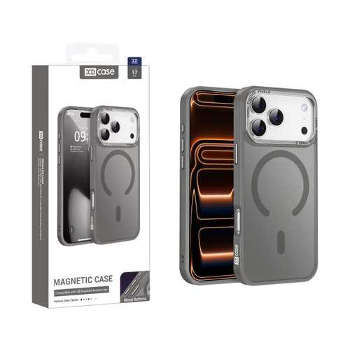 iPhone 17 Pro XDcase Metal Lens Frame Skin Feel Magnetic Phone Case - Grey