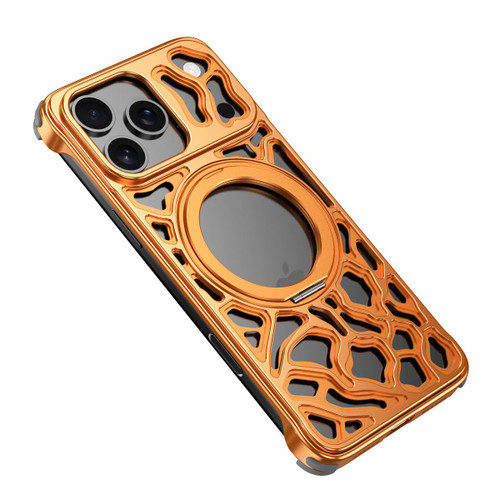 iPhone 17 Pro Yunyan Series Alloy Rotating Holder MagSafe Half Frame Phone Case - Orange