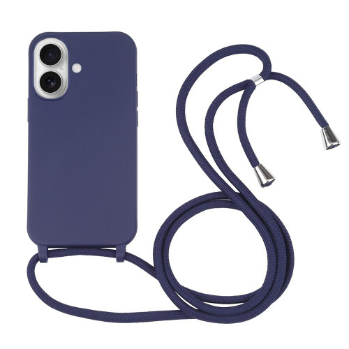 Candy Colors TPU Protective Phone Case with Lanyard iPhone 17 - Dark Blue