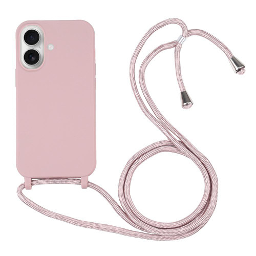 Candy Colors TPU Protective Phone Case with Lanyard iPhone 17 - Rose Gold