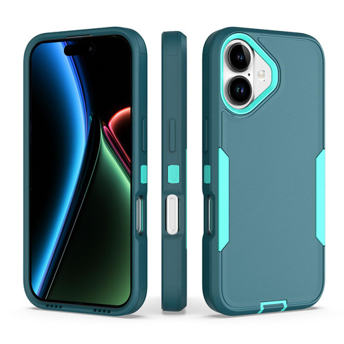 iPhone 17 2 in 1 PC Hybrid TPU Phone Case - Blue+Blue Green