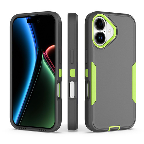 iPhone 17 2 in 1 PC Hybrid TPU Phone Case - Gray+Fluorescent Green