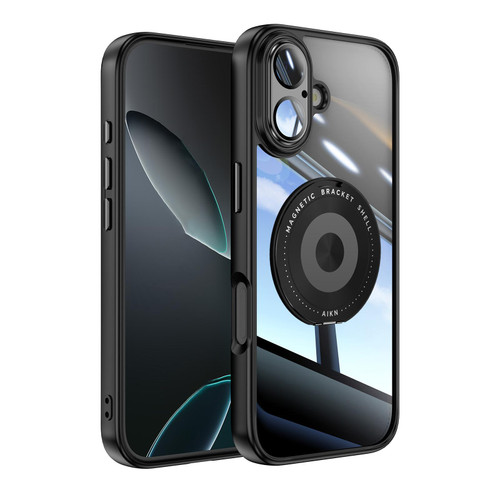 iPhone 17 360 Holder Magsafe Acrylic Hybrid TPU Phone Case - Black