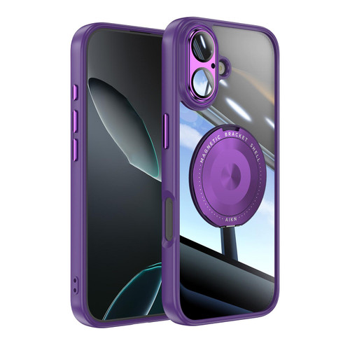 iPhone 17 360 Holder Magsafe Acrylic Hybrid TPU Phone Case - Purple