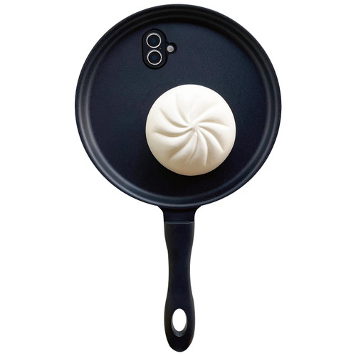 iPhone 17 3D Frying Pan Bread Phone Case - Black