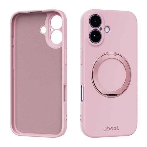 iPhone 17 ABEEL Skin-friendly Feel Magnetic Liquid Silicone Phone Case with Holder - Pink