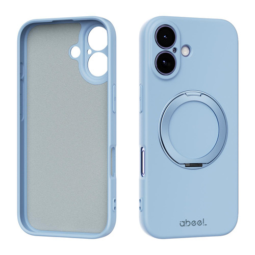 iPhone 17 ABEEL Skin-friendly Feel Magnetic Liquid Silicone Phone Case with Holder - Sky Blue