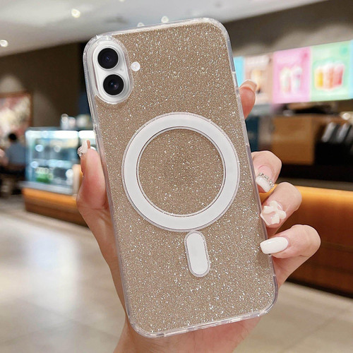 iPhone 17 Acrylic Transparent Glitter MagSafe Phone Case - Gold