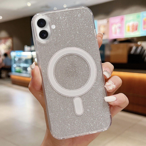 iPhone 17 Acrylic Transparent Glitter MagSafe Phone Case - Silver