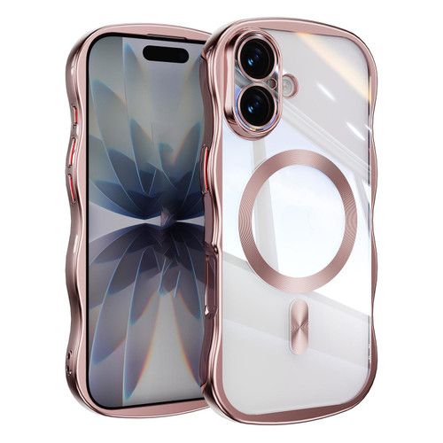 iPhone 17 Big Wave Electroplating MagSafe Magnetic Phone Case - Pink