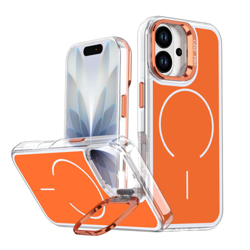 iPhone 17 Bright Color Blocking Camera Bracket Magnetic Phone Case - Orange