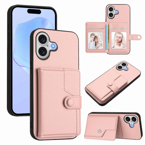 iPhone 17 Button Card Bag RFID Anti-theft Phone Case - Pink