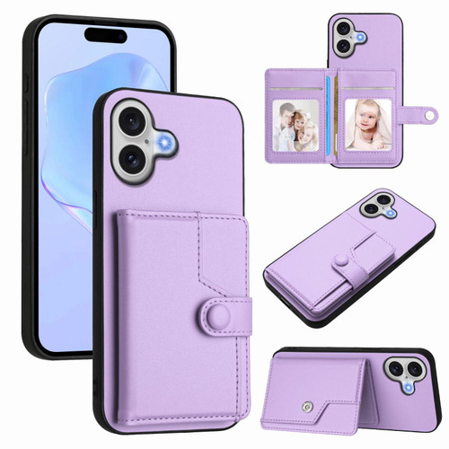 iPhone 17 Button Card Bag RFID Anti-theft Phone Case - Purple