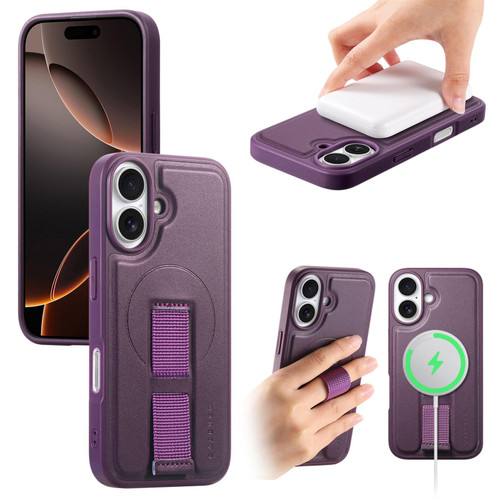 iPhone 17 CaseNeo Finger Grip Wristband MagSafe Back Phone Case - Purple