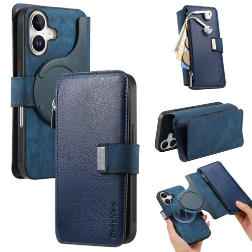 iPhone 17 CaseNeo MagSafe RFID Anti-theft Zipper Wallet Retro Leather Phone Case - Blue