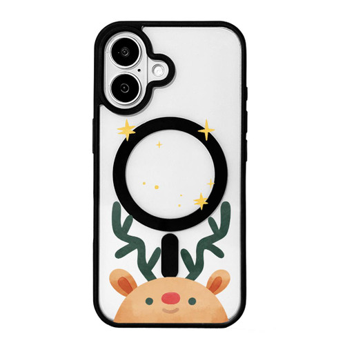 iPhone 17 Christmas Series Strong Magnetic Painted Black Edge Phone Case - Deer Head Series
