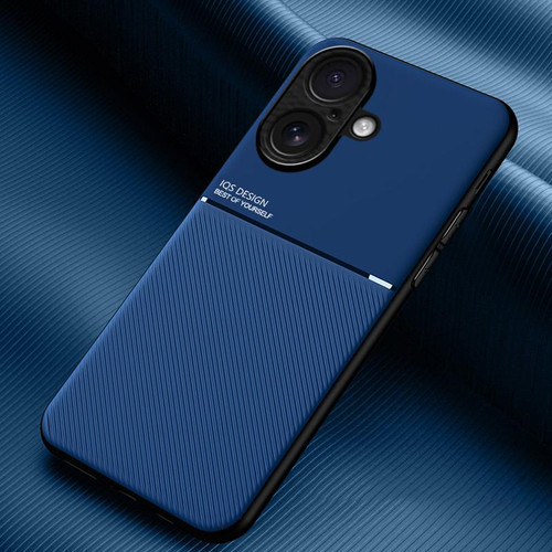 iPhone 17 Classic Tilt Strip Grain Magnetic Shockproof PC + TPU Phone Case - Blue