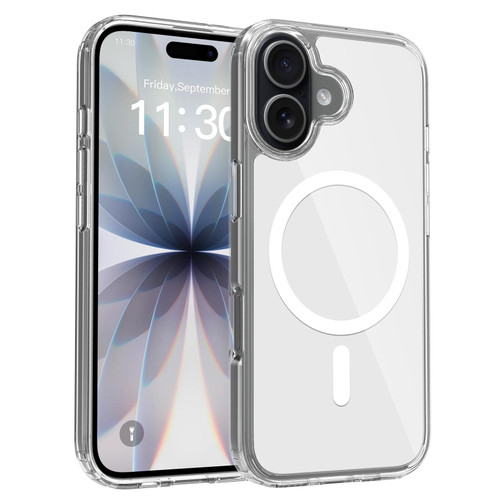 iPhone 17 Colorful Hard PC Hybrid Soft TPU Magnetic Phone Case - White