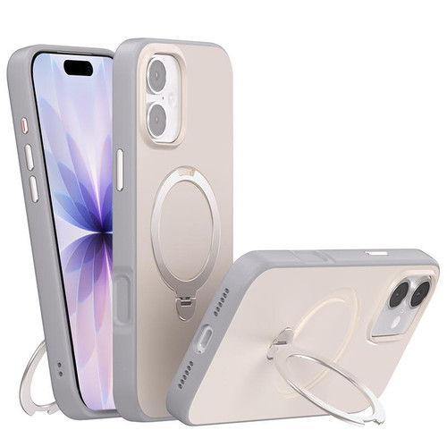 iPhone 17 Contrast Color Rotation Holder Magsafe Phone Case - Grey