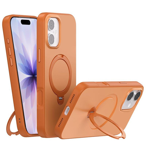 iPhone 17 Contrast Color Rotation Holder Magsafe Phone Case - Orange