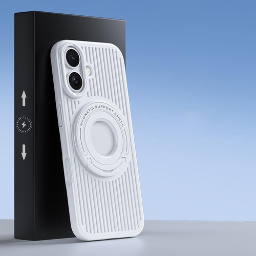 iPhone 17 Cooling MagSafe Magnetic Phone Case with Trolley Bracket - White