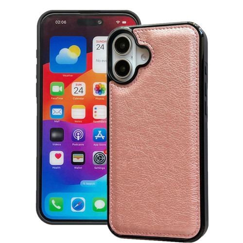 iPhone 17 Cowhide Texture Back Cover Phone Case - Rose Gold