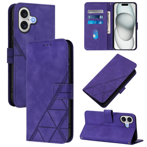 iPhone 17 Crossbody 3D Embossed Flip Leather Phone Case - Purple