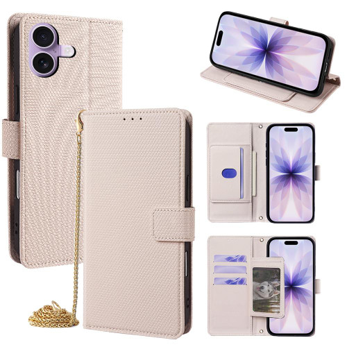 iPhone 17 Crossbody Chain Triangle Leather Phone Case - White