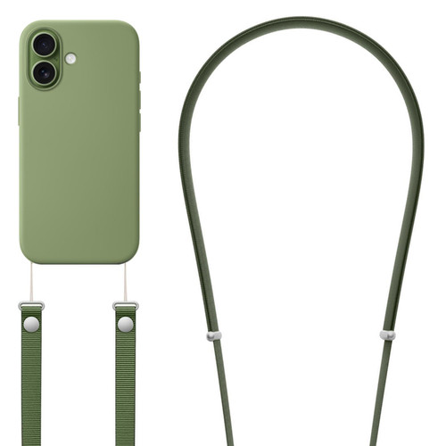 iPhone 17 Crossbody Imitation Nylon Magnetic Liquid Pop-Up Animation Liquid Silicone Phone Case - Light Jade Green
