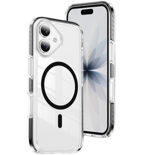 iPhone 17 Crystal Shield Clear Magnetic Acrylic Hybrid TPU Phone Case - Black