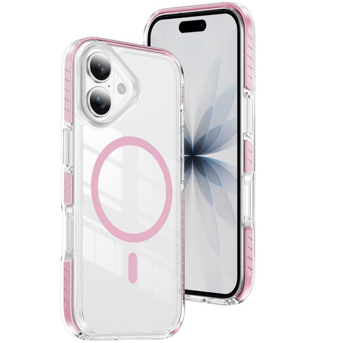 iPhone 17 Crystal Shield Clear Magnetic Acrylic Hybrid TPU Phone Case - Pink