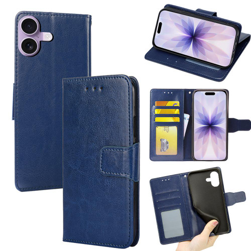 iPhone 17 Crystal Texture Leather Phone Case - Royal Blue