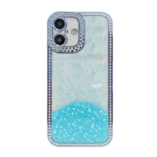 iPhone 17 Diamond Gradient Glitter Sequins Plated Phone Case - Blue