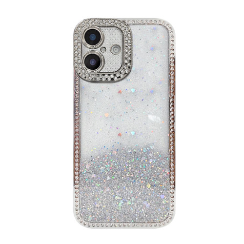 iPhone 17 Diamond Gradient Glitter Sequins Plated Phone Case - Silver