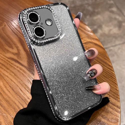 iPhone 17 Diamond Gradient Glitter TPU Phone Case - Gradient Black