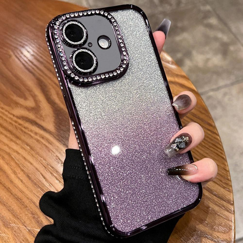 iPhone 17 Diamond Gradient Glitter TPU Phone Case - Gradient Purple