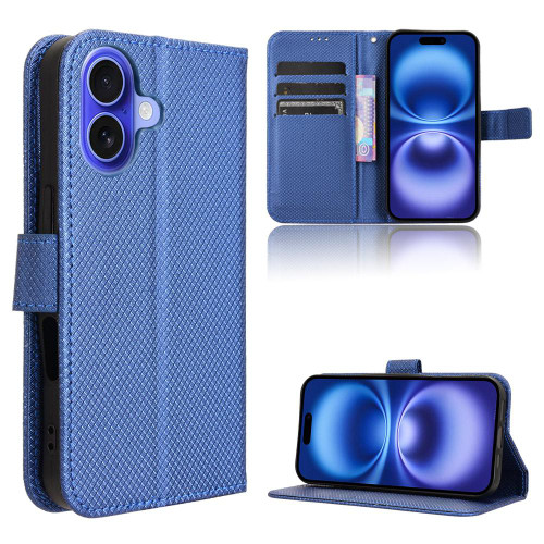 iPhone 17 Diamond Texture Leather Phone Case - Blue
