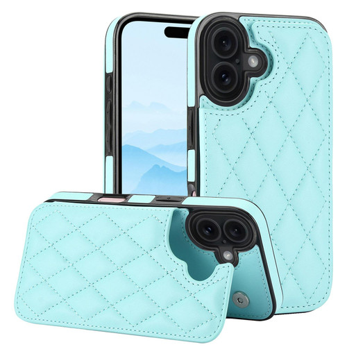 iPhone 17 Double Buckle Rhombic PU Leather Phone Case - Blue