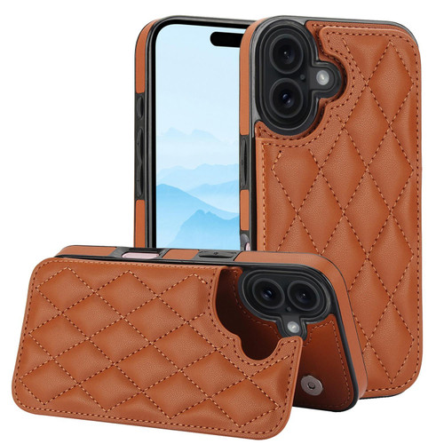 iPhone 17 Double Buckle Rhombic PU Leather Phone Case - Brown