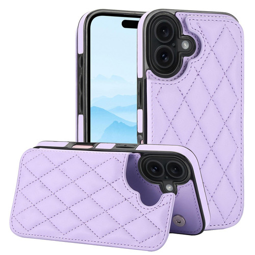 iPhone 17 Double Buckle Rhombic PU Leather Phone Case - Purple