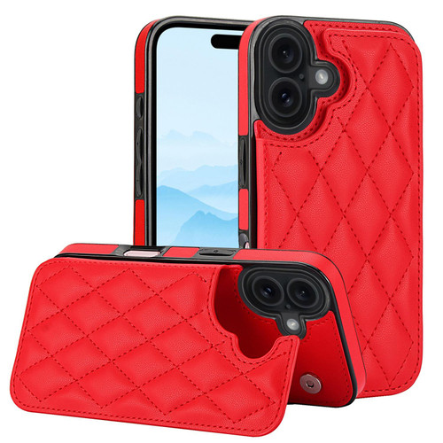 iPhone 17 Double Buckle Rhombic PU Leather Phone Case - Red