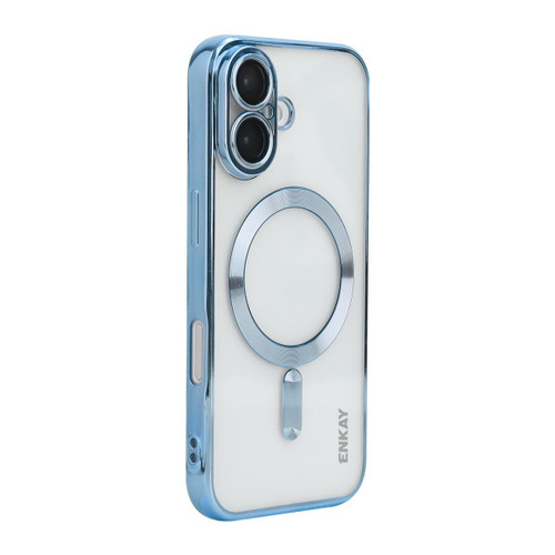 iPhone 17 ENKAY Hat-Prince Magsafe Electroplated TPU Clear Shockproof Phone Case - Blue