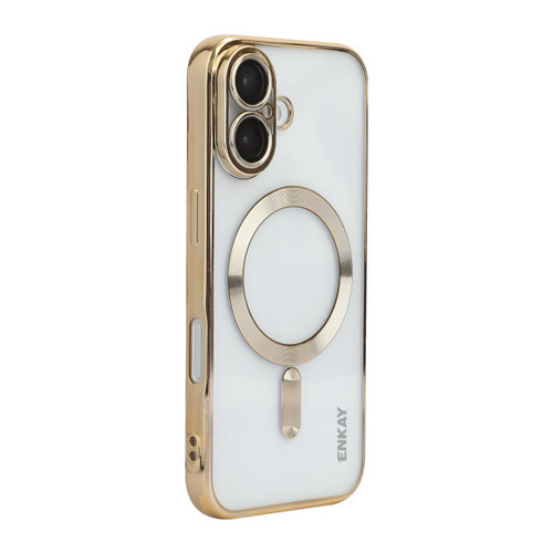 iPhone 17 ENKAY Hat-Prince Magsafe Electroplated TPU Clear Shockproof Phone Case - Golden