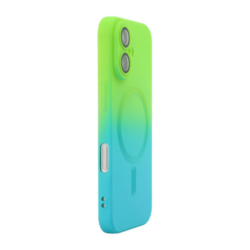 iPhone 17 ENKAY Hat-Prince MagSafe Rainbow Gradient Silicone Phone Case with Lens Film - Green Blue