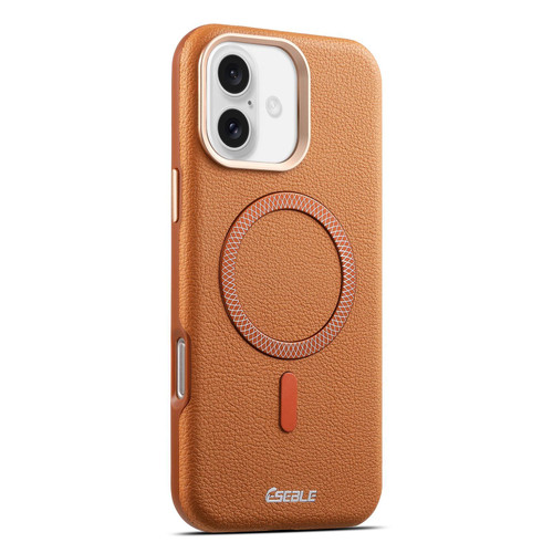 iPhone 17 ESEBLE L2 Litchi Texture Metal Lens Magnetic Phone Case - Brown