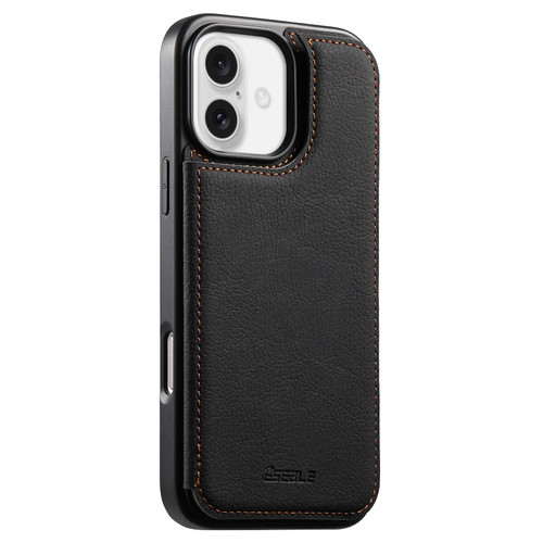 iPhone 17 ESEBLE Retro Texture Double Buckle Card Slot Phone Case - Black