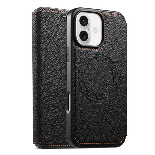 iPhone 17 ESEBLE Ultra-thin Card Slot Magnetic Vegan Leather Phone Case - Black